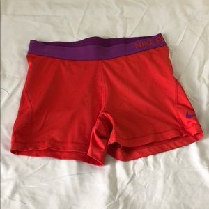 Nike orange/red spandex shorts size large